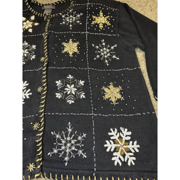 LANE BRYANT Holiday Knit Cardigan Sweater Christmas Festive Heavily Beaded 26/28 - Picture 9 of 9